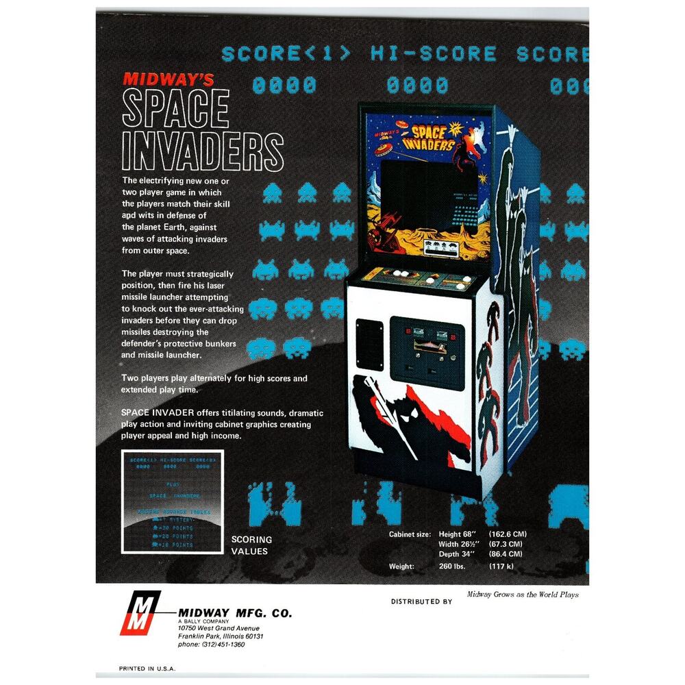 Midway Space Invaders Arcade Game Ad 1980s Video Game Retro
